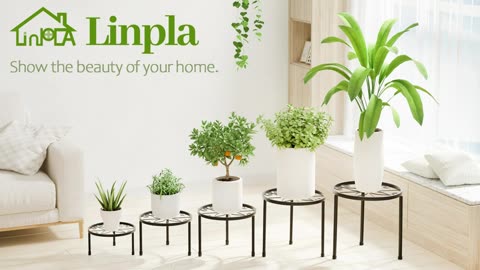 Linpla 5-Pack Decent Metal Plant Stands, Heavy Duty Flower