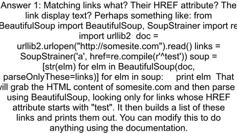 How to write a python script to search a website html for matching links