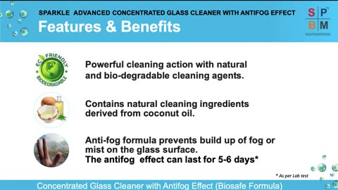 Sparkle Advanced Concentrated Glass Cleaner with Antifog Effect
