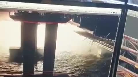 Surveillance camera video of the moment of the terrorist strike on Kerch Bridge.