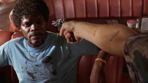 Pulp Fiction "Everybody be cool, this is a robbery" scene (2 of 3)