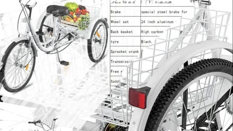 YUTK Adult Tricycles 7 Speed, Adult Trikes 24 3 Wheel Bikes