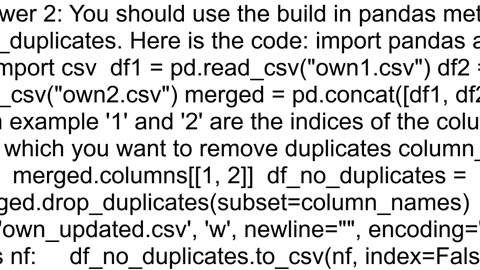 Correct way of merging two CSV files without duplicates based on a column in Python