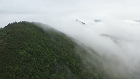 Fog from the tops of the mountains