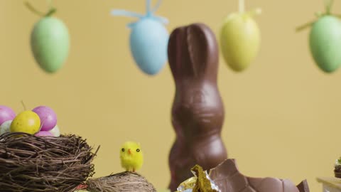 Tracking Shot of Mixed Easter Confectionary