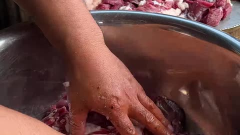 Butchering a Young Lamb for cooking Original Turkish Cag Kebab