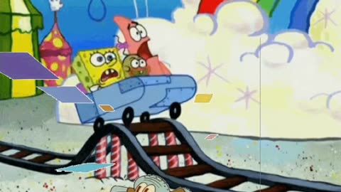 Squidward Is Playing With Tiles While SpongeBob And Patrick Are On A Scary Ride 🌈