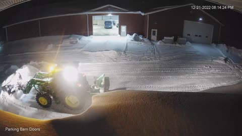 John Deere Tractor Plowing Snow in the Dark