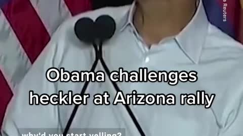 Barack #Obama quickly dealt with a heckler