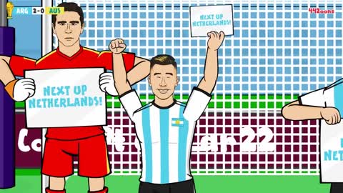 ARGENTINA vs AUSTRALIA 2-1 (World Cup 2022 Cartoon Messi Alvarez Goals Highlights)