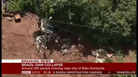 Brumadinho Dam collapse - 200 people missing (1) (Brazil) - BBC News - 25th January 2019
