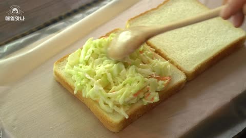 Cabbage Egg Sandwich Loved by Korean Idols :: Inkigayo Sandwich :: Easy Sandwich