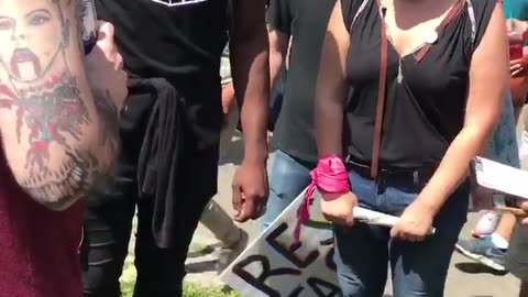 Aug 19 2017 Boston Free Speech rally 1.8 Infighting, Antifa think man is a nazi but he is actually on their side, he gets attacked