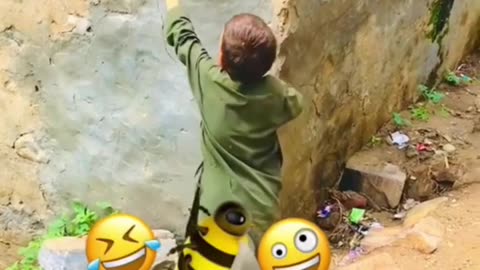 Kids fight with Bee amazing video