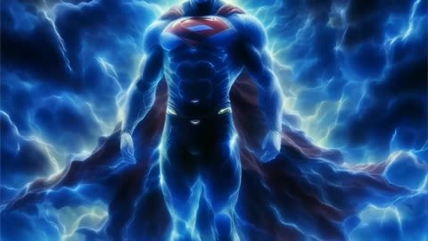 AI Generated Video of SuperMan emitting electric powers and standing on the Rock || follow