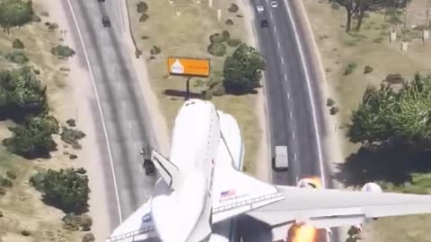 nasa space shuttle engine fire, forced to land on the highway