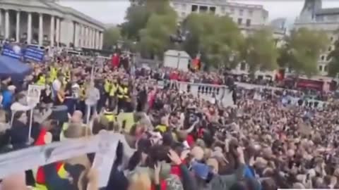 London vaccine mandate rally sing along.