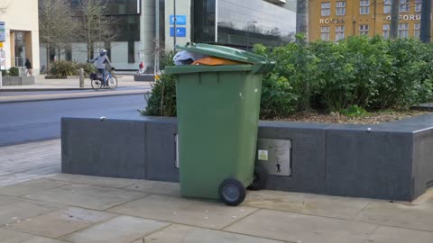 Tracking Shot of Wheelie Bin On Street