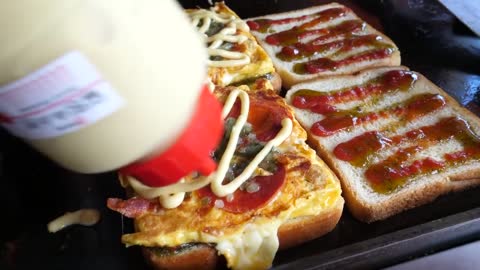 pizza toast combination - korean street food