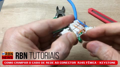 Como crimpar cabo de rede ao conector RJ45 fêmea - keystone - Sem usar Alicate Punch Down