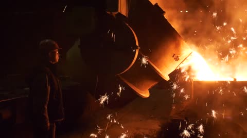 Foundry - Pouring of an Iron Casting