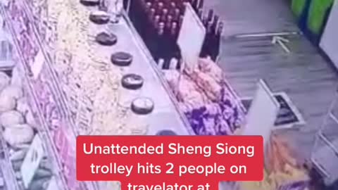 Unattended Sheng Siong trolley hits 2 people on travelator at Canberra outlet