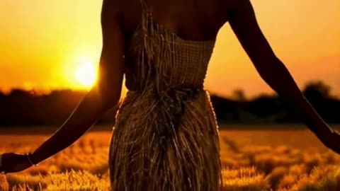 African girl in fields of gold