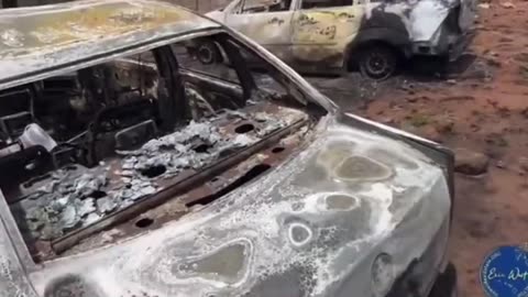 Mysteriously the fire burned down the vehicles to a crisp