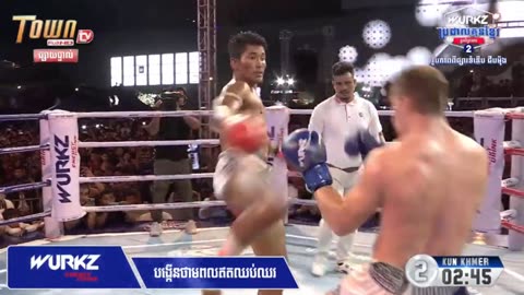 Kun khmer boxing PROM SOMNANG ​vs Vladimir Gabov (Khmer vs Rusian)