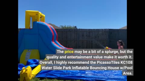 See Remarks: PicassoTiles KC108 Water Slide Park Inflatable Bouncing House w/Pool Area (Splash...