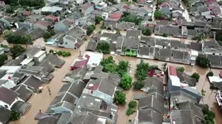 Drone footage of flood-hit Indonesian capital