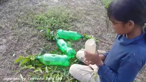 Clever Girl Catch Big Snake Using Plastic Bottle (Part 3)
