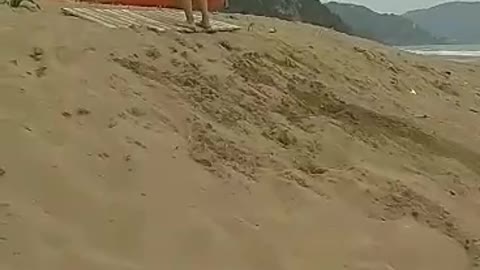 Guys back flipping in sand face plant