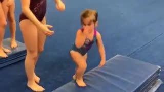 Collab copyright protection - little girl faceplants in gymnastics