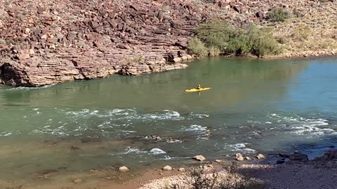 Kayaker at Papago Wall, Grand Canyon