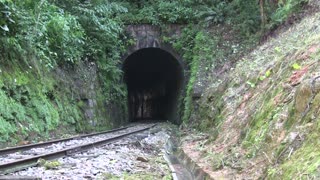 Mountain cave train realway in brazil