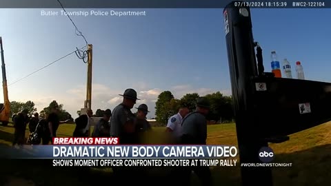 Body camera footage shows moment officer confronted Trump shooter on rooftop