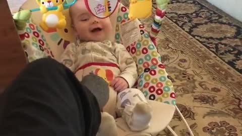 Giggling Baby Can't Stop Laughing With Babysitter