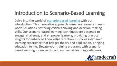 Introduction to Scenario-Based Learning