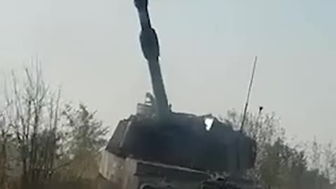 Ukrainian Artillery Group Firing Off Shells from Inside M109 Paladin