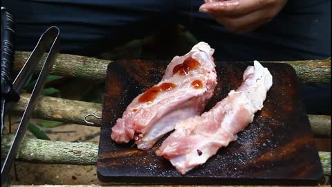 Cooking Pork Ribs with Vietnamese Noodle - Fried Noodle Viet eating with Fried Pork Ribs so Yummy