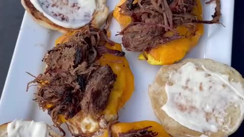 Homemade English Muffins - breakfast brisket sandwich - cooked on the Cuisinart XL Griddle