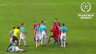 Slovenia player grabbed Rashford by the neck and Lingard was sticking up for his mate.