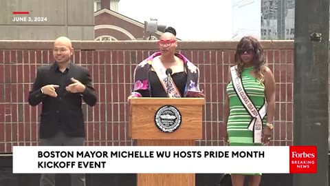 Boston Mayor Michelle Wu Hosts Flag Raising Ceremony To Kick Off Pride Month