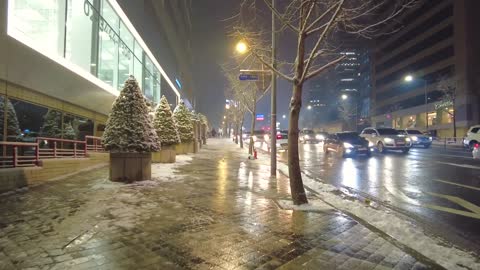 Beautiful street in snowy night.#20