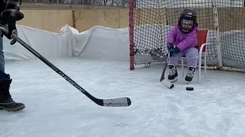 Frustrated Goalie Throws Her Stick When Dad Scores On Her