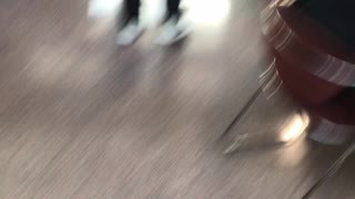 Highschool flip in cafeteria