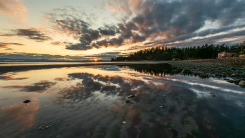 A Scenic View Of The Sunrise From The Shore