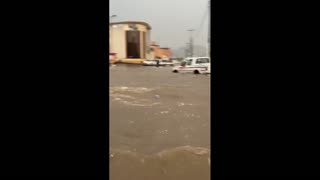 Heavy flood due to extreme rains in Saudi Arabia