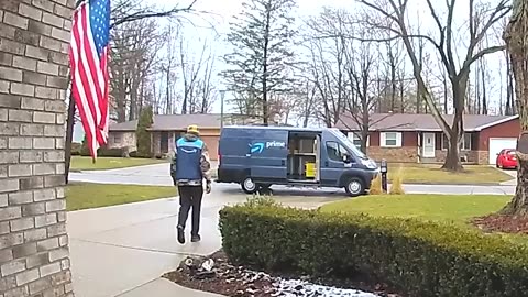 Delivery driver fixes and salutes flag by Lessons Learned In Life